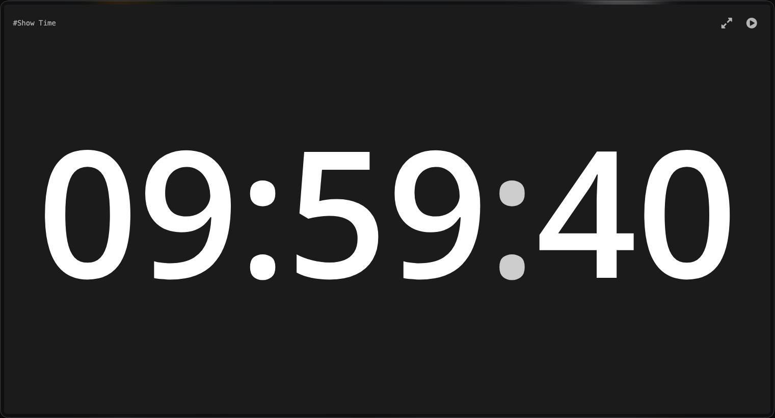 Showtime timer displayed on a larger screen